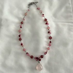 NY & Co. Pink Teardrop Beaded Necklace